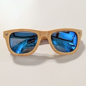 Day Drinkers // Bamboo Frame Blue Lens Sunglasses
